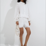 White Broderie Anglaise High-Rise Cotton Shorts