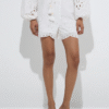 White Broderie Anglaise High-Rise Cotton Shorts