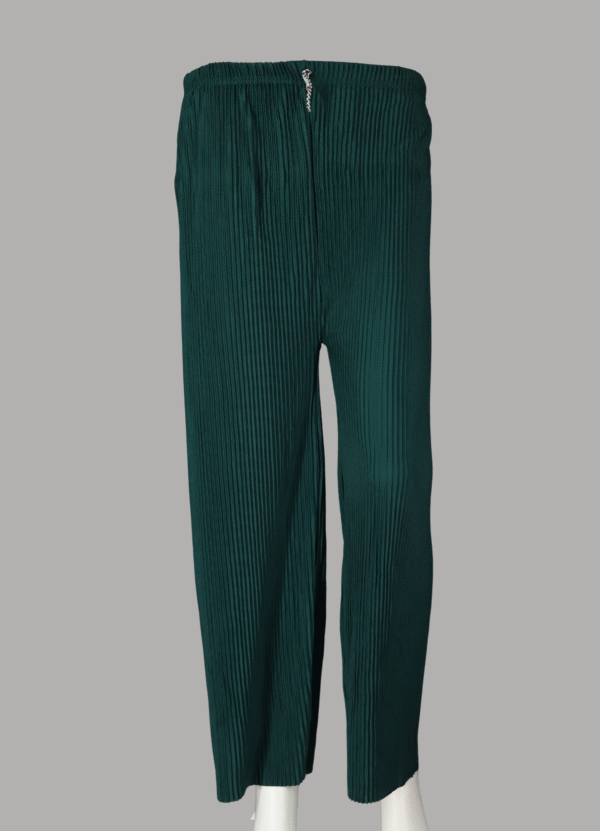 AJ041G Dark Teal Green Pleated Plazo Pants