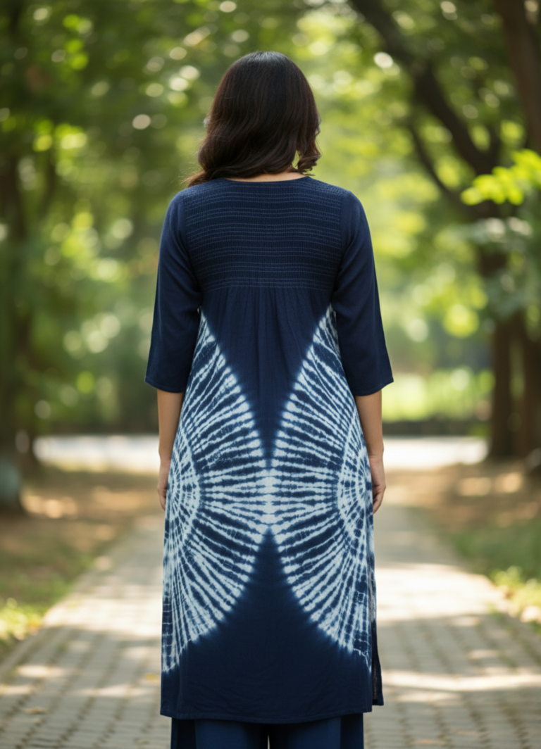 Navy Blue Tie-Dye Kurta