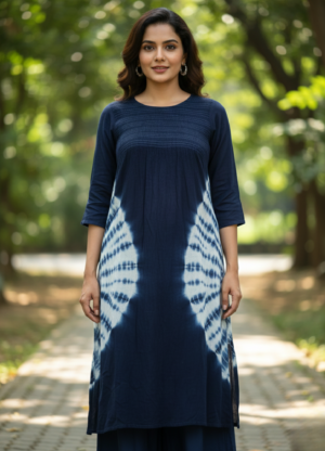Navy Blue Tie-Dye Kurta