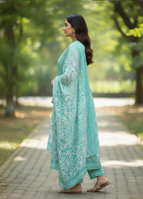 Mint Meadow Printed Kurti Set