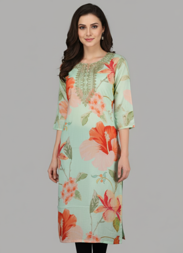 Coral Bloom Kurti