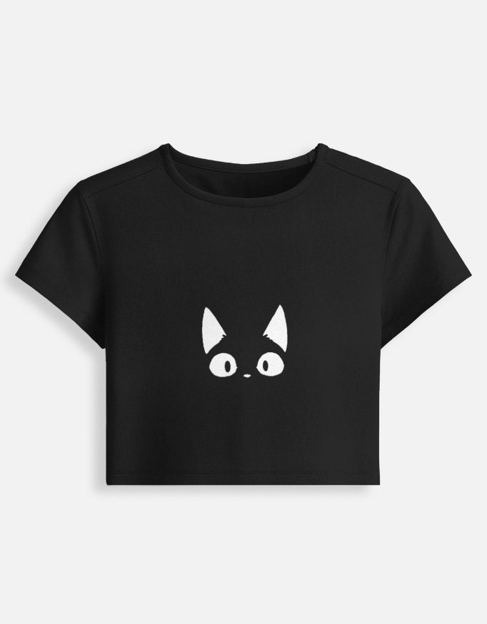Baby Tee Crop Black Tshirt