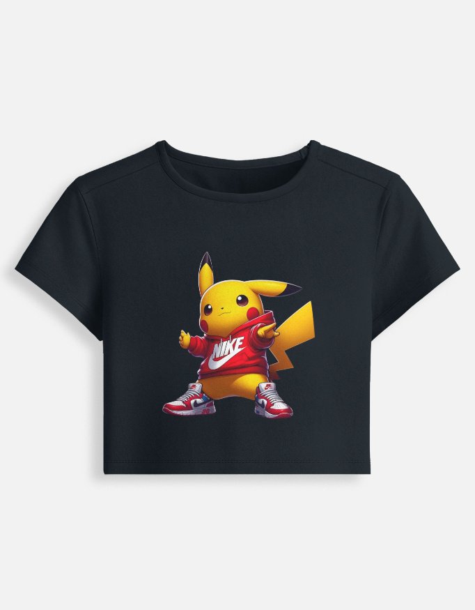 Pikachu Navy Blue Cropped Tshirt