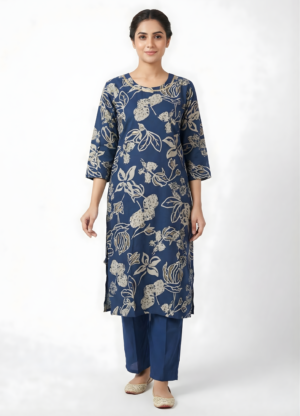 ProductAJ (17) Navy Floral Elegance Kurti Set