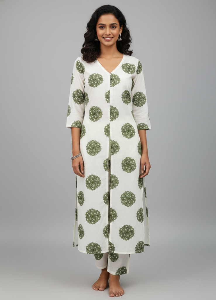 White Elegance Kurti Set