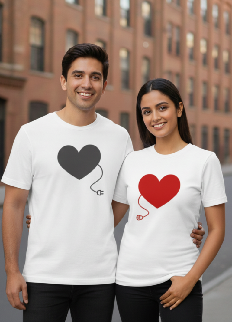 Couples Heart Oversized Classic WhiteT-Shirt