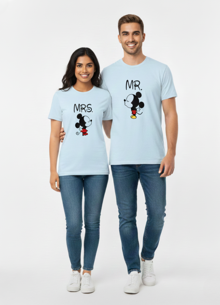 Mr&Mrs Couple BlueT-Shirt Combo