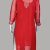 Red Chikan Charm Kurti