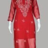 Red Chikan Charm Kurti