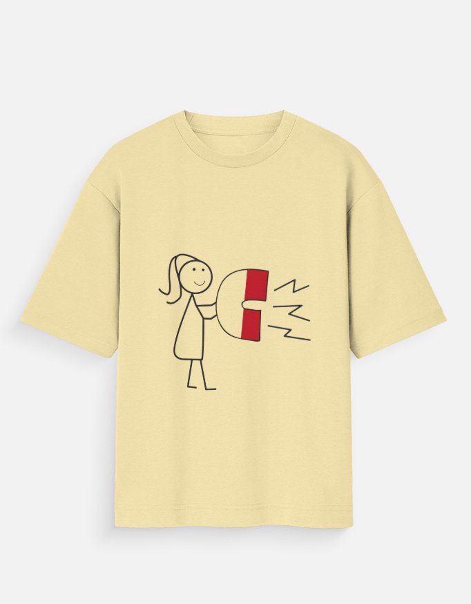 Magnetic Love Oversized Standard Yellow Couple T-Shirt