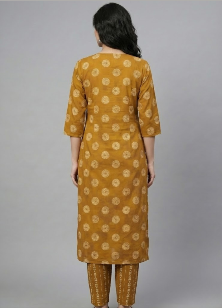 Golden Aura Printed Kurti Set