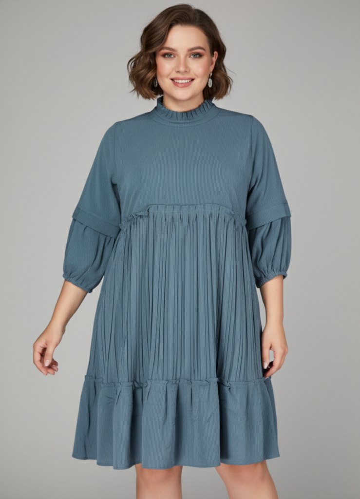 Blue Petal Short Frock Kurti