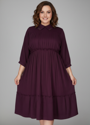 ProductAJ (20) Wine Pleated Short Frock Kurti