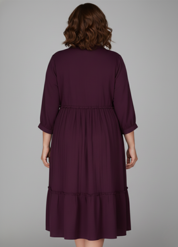 Wine Pleated Short Frock Kurti