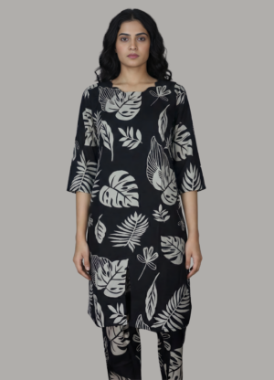 Black Botanical  Co-ord Kurti Set