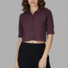 Wine Maroon Crop Shirt