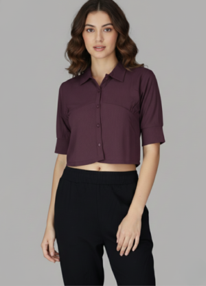 Wine Maroon Crop Shirt
