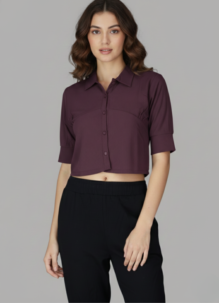 Wine Maroon Crop Shirt