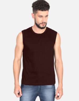 Men's Maroon Sleeveless T-Shirt