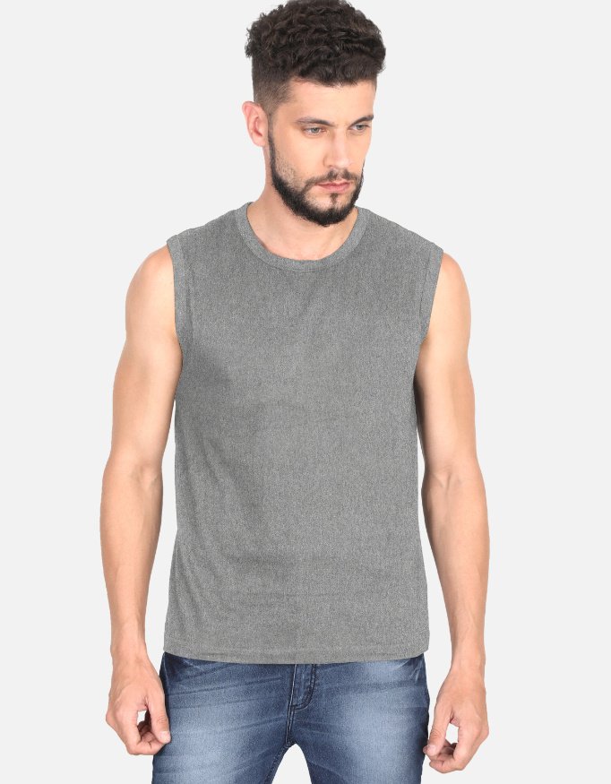 Men’s Charcoal Melange Sleeveless T-Shirt