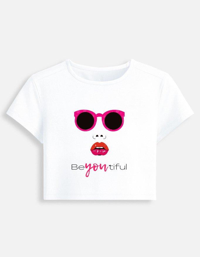 BE YOUtiful  Female White Cropped Tshirt