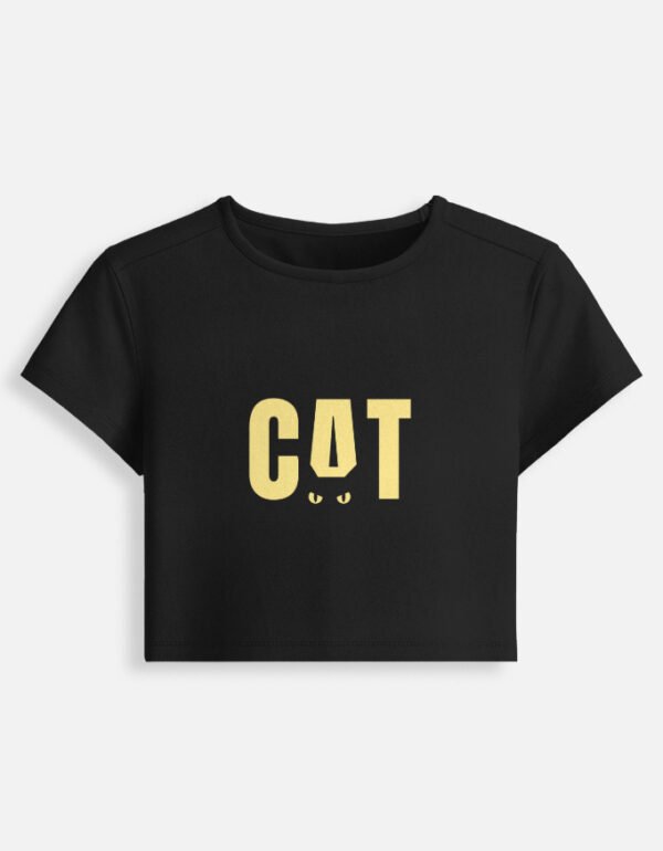 img_ac760e2a4f4690.jpg Black Cat Female Cropped Tshirt