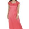 imgi_65_123455 Peach Pink Satin Floral Lace Sleeve Full Length Nightgown