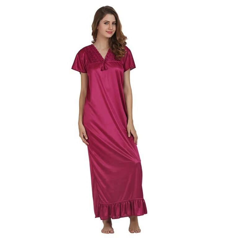 Plain Shinny Stuff Full Length Nighty