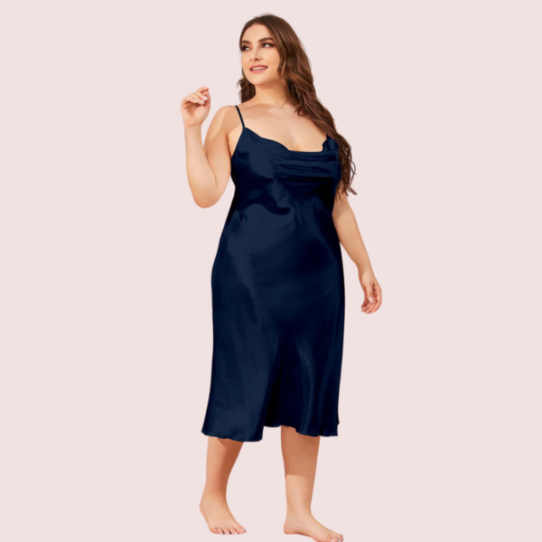 Plus Size Satin Cowl Neck Dress