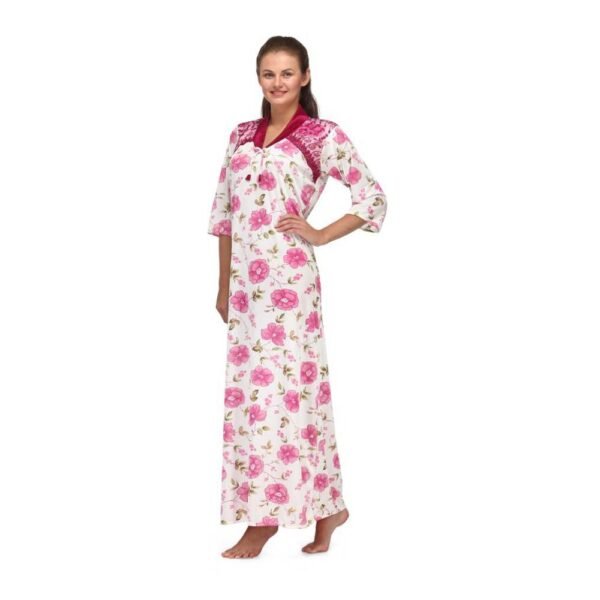 imgi_67_Floral-Print-Full-Length-Pink-Womens-Nightgown-13 Floral Print Full Length Pink Women's Nightgown