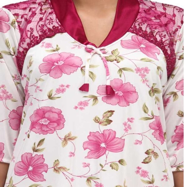 imgi_69_Floral-Print-Full-Length-Pink-Womens-Nightgown-15 Floral Print Full Length Pink Women's Nightgown